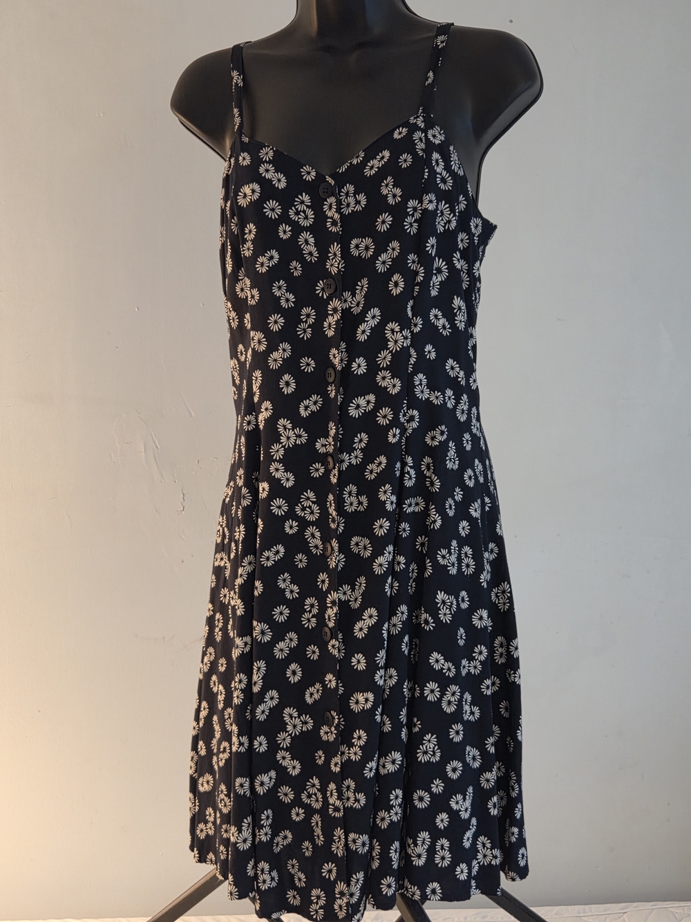 Avocado Navy Midi Dress with White Daisy Print